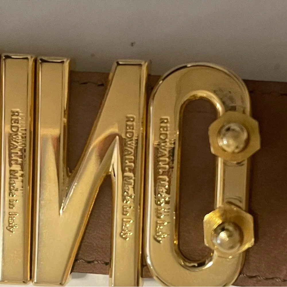 Moschino Black Belt with Gold Lettering